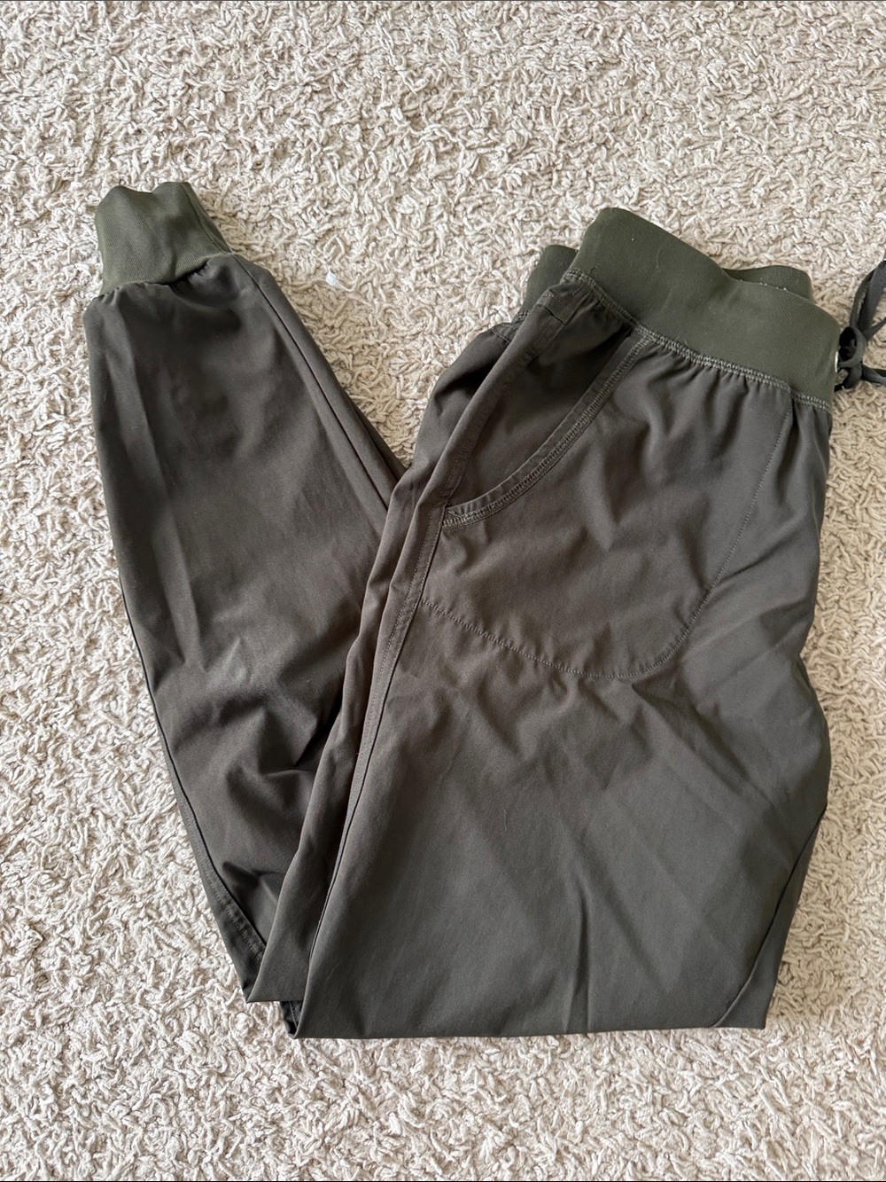 Women's Olive Green Jogger Pants with Elastic Waist